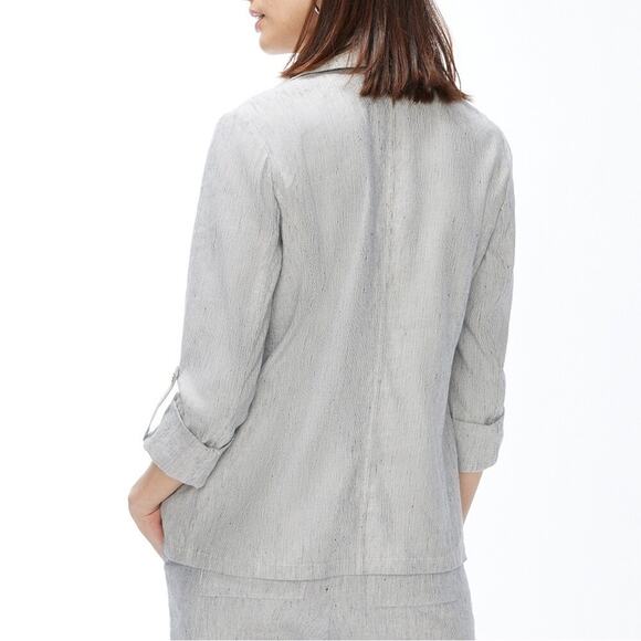 New Chico’s Linen Blend‎ Striped Open Front Blazer - Picture 3 of 14